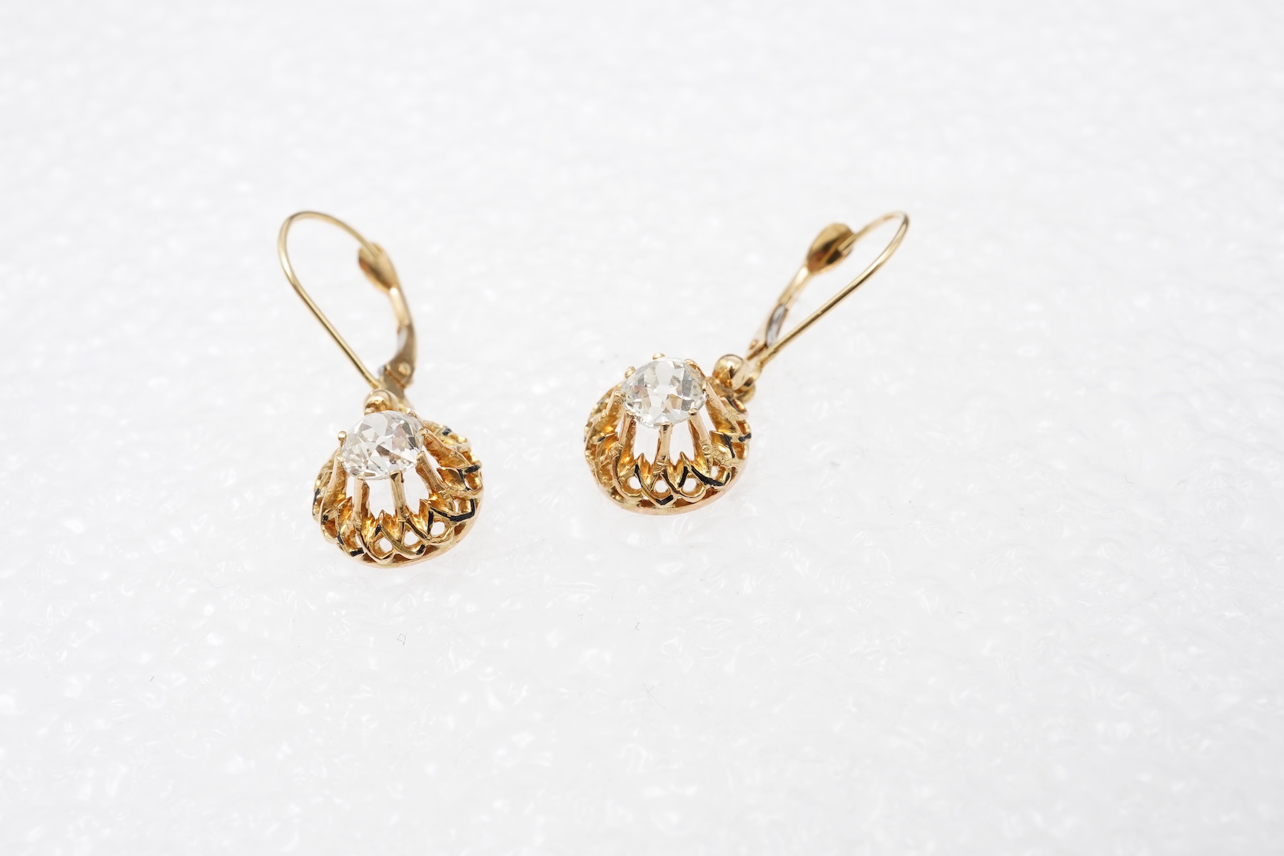 A pair of diamond earrings, late 19th century